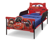 Delta Children Cars 3D Twin Bed, Right View with guardrails, a3a