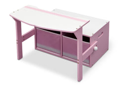 Delta Children Pink / White Generic 3-in-1 Storage Bench and Desk Left View Open b3b